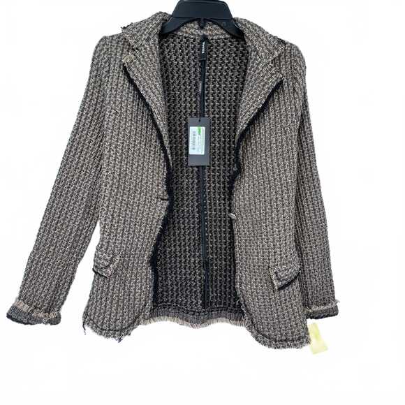 Venti6 Jackets & Blazers - Venti6 Tan/Black Woven Blazer | Women’s Cotton-Poly Knit, Size S